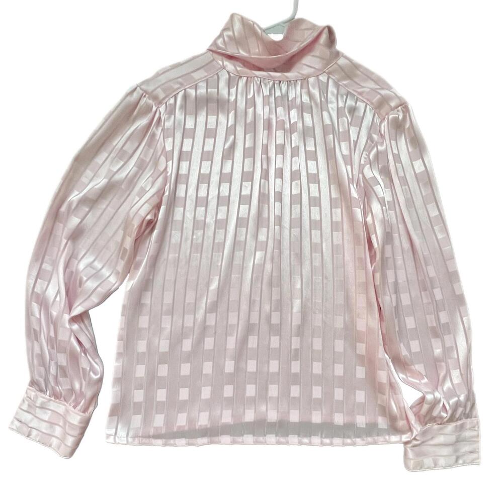 VTG Shapely Polyester High Neck Pink Blouse‎ - 10